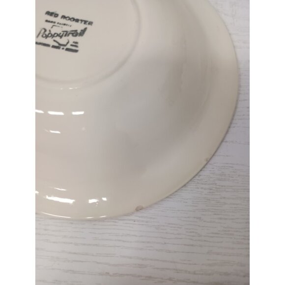 Vintage Metlox Poppytrail Red Rooster Round Serving Bowl Ceramic Hand Painted - Picture 6 of 10